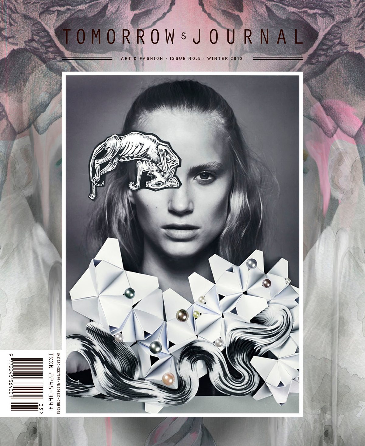 Tomorrow’s Journal issue 5 cover: an illustrated portrait with sculptural forms