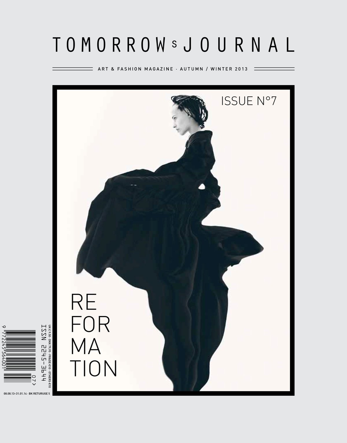 Tomorrow’s Journal issue 7 cover, “Reformation”: a woman in a sculptural black dress